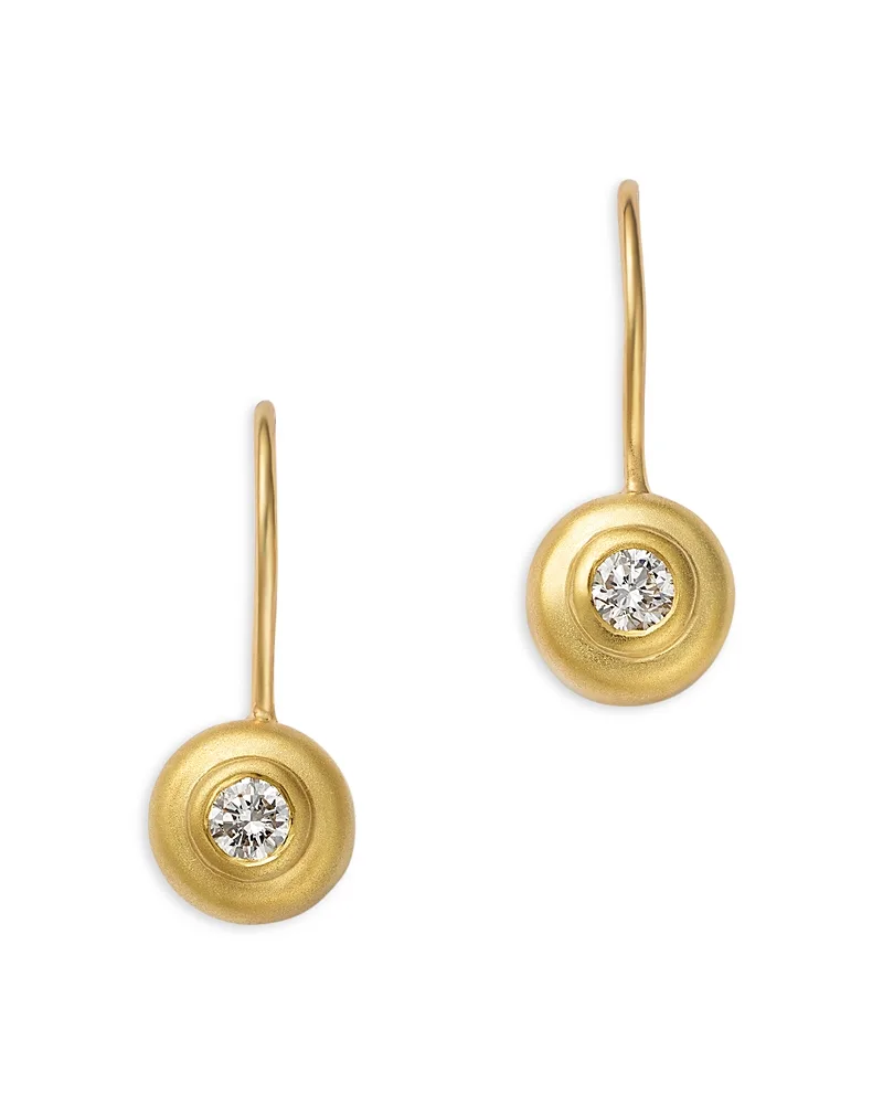 14K Yellow Gold Diamond Solitaire Brushed Bezel Drop Earrings, 0.20 Tcw by Zoë Chicco