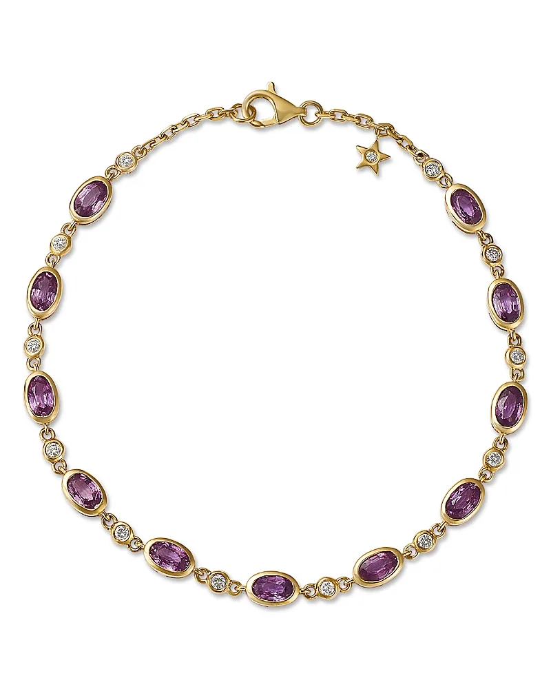 Pink Sapphire & Diamond Bezel Set Bracelet in 14K Yellow Gold by Bloomingdales Fine Collection