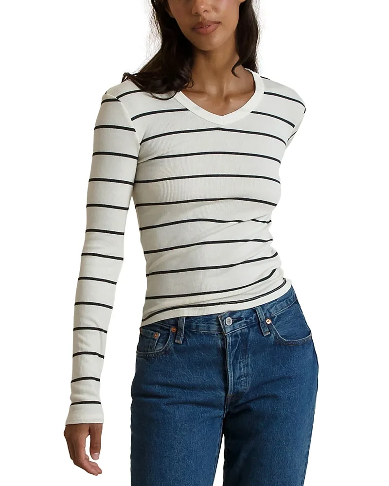 Bianca Striped Fitted Long Sleeve Tee