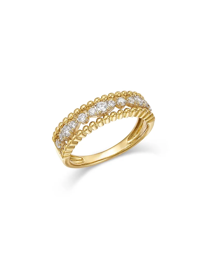 Diamond Beaded Band in 14K Yellow Gold, 0.32 Tcw
