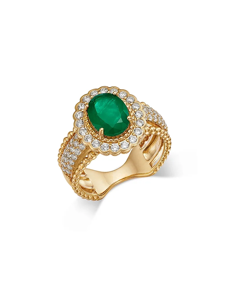 Diamond & Emerald Heirloom Ring in 14K Yellow Gold