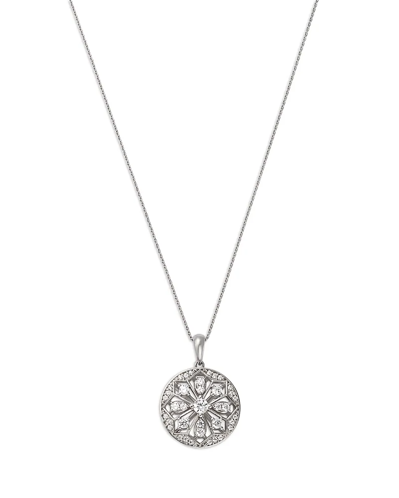Diamond Pave Art Deco Pendant Necklace in 14K White Gold, 0.50 Tcw by Bloomingdales Fine Collection