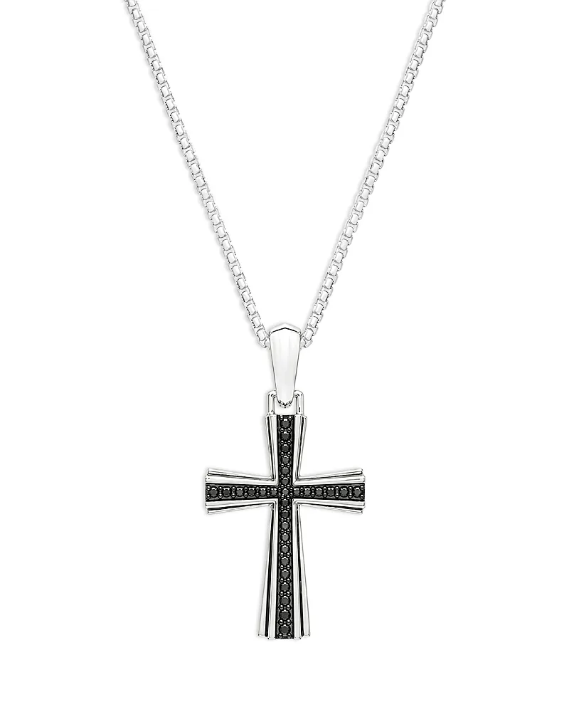 Black Diamond Cross Pendant Necklace in Sterling Silver, 0.25 Tcw by Bloomingdales Fine Collection
