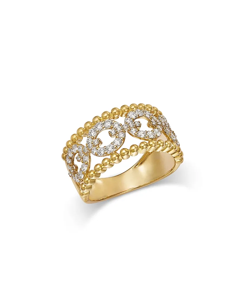 Diamond Beaded Band in 14K Yellow Gold, 0.75 Tcw