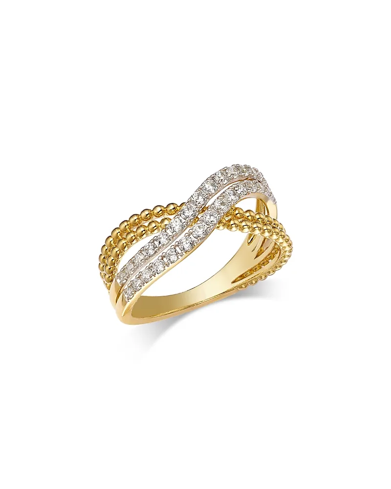 Diamond Micro Pave Crossover Band in 14K Yellow Gold, 0.50 Tcw