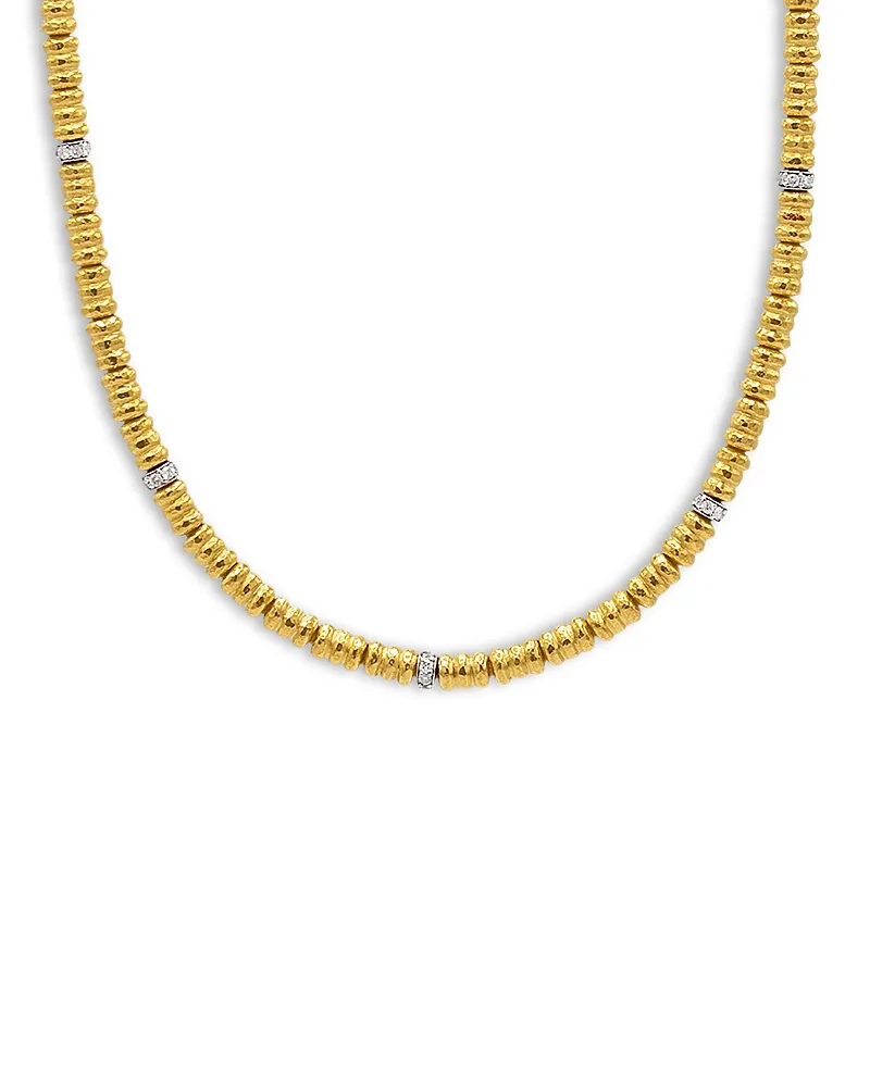 24K Yellow Gold Vertigo Diamond Beaded Strand Necklace, 18" by Gurhan