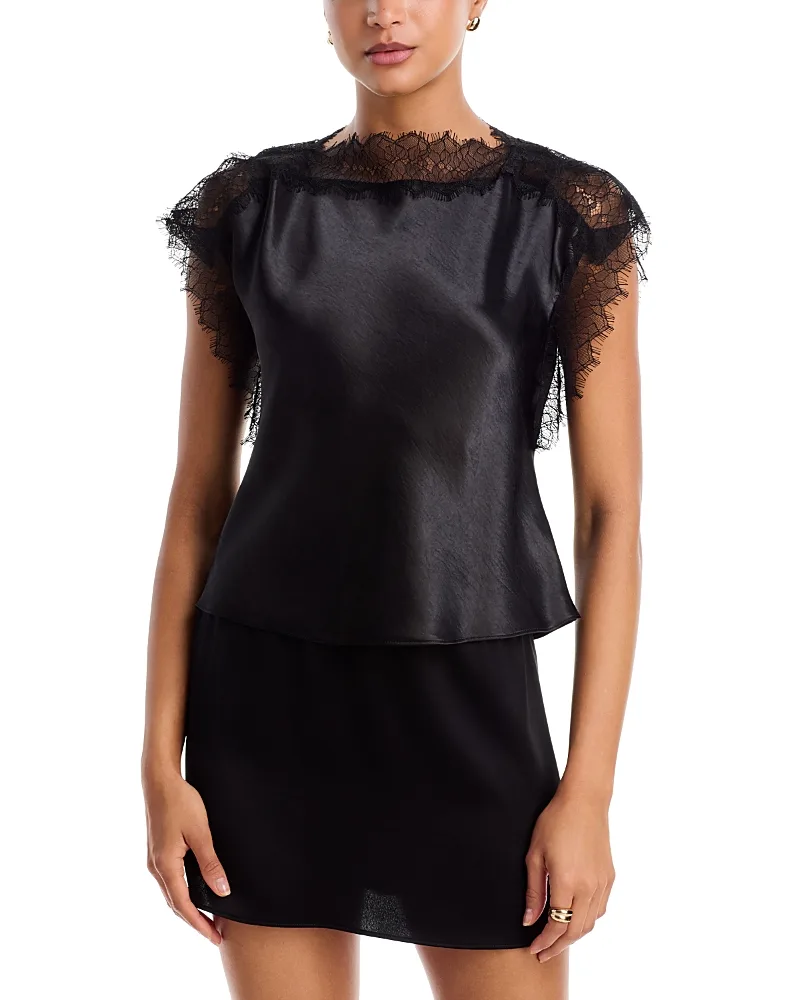 Lace Trim Satin Top