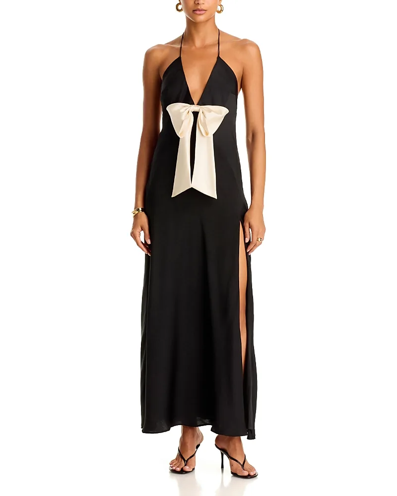 Lavina Bow Halter Maxi Dress
