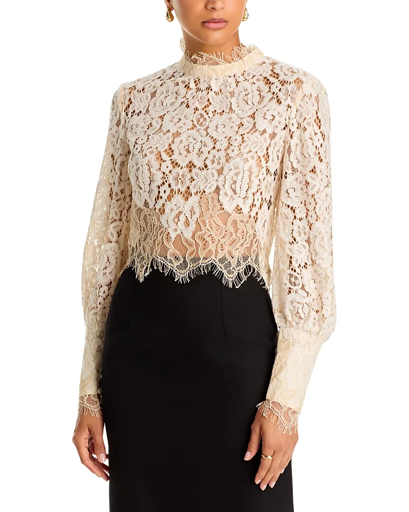 Georgia Mock Neck Long Sleeve Lace Top
