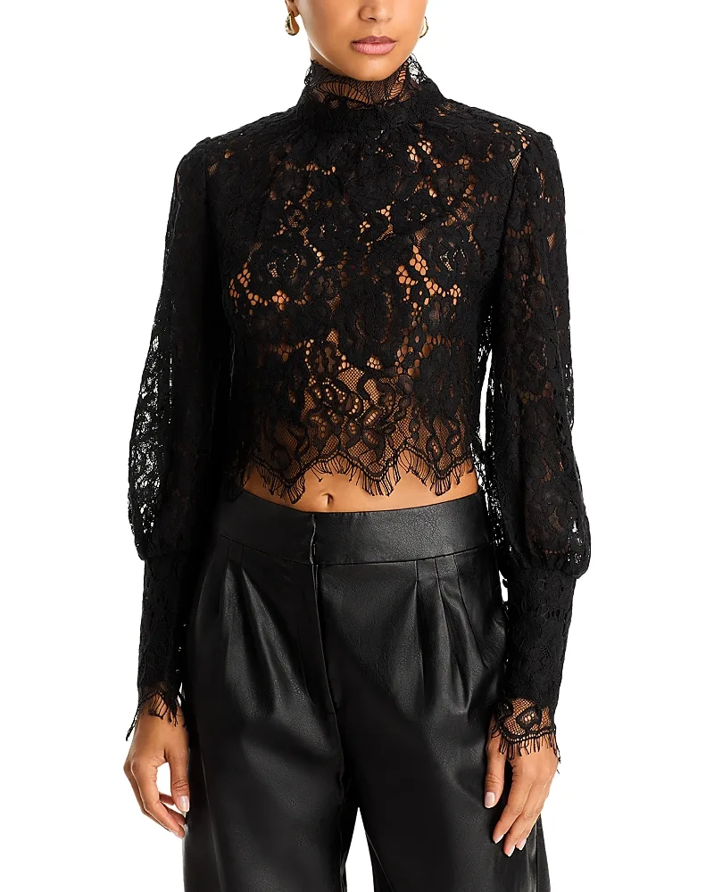 Georgia Mock Neck Long Sleeve Lace Top