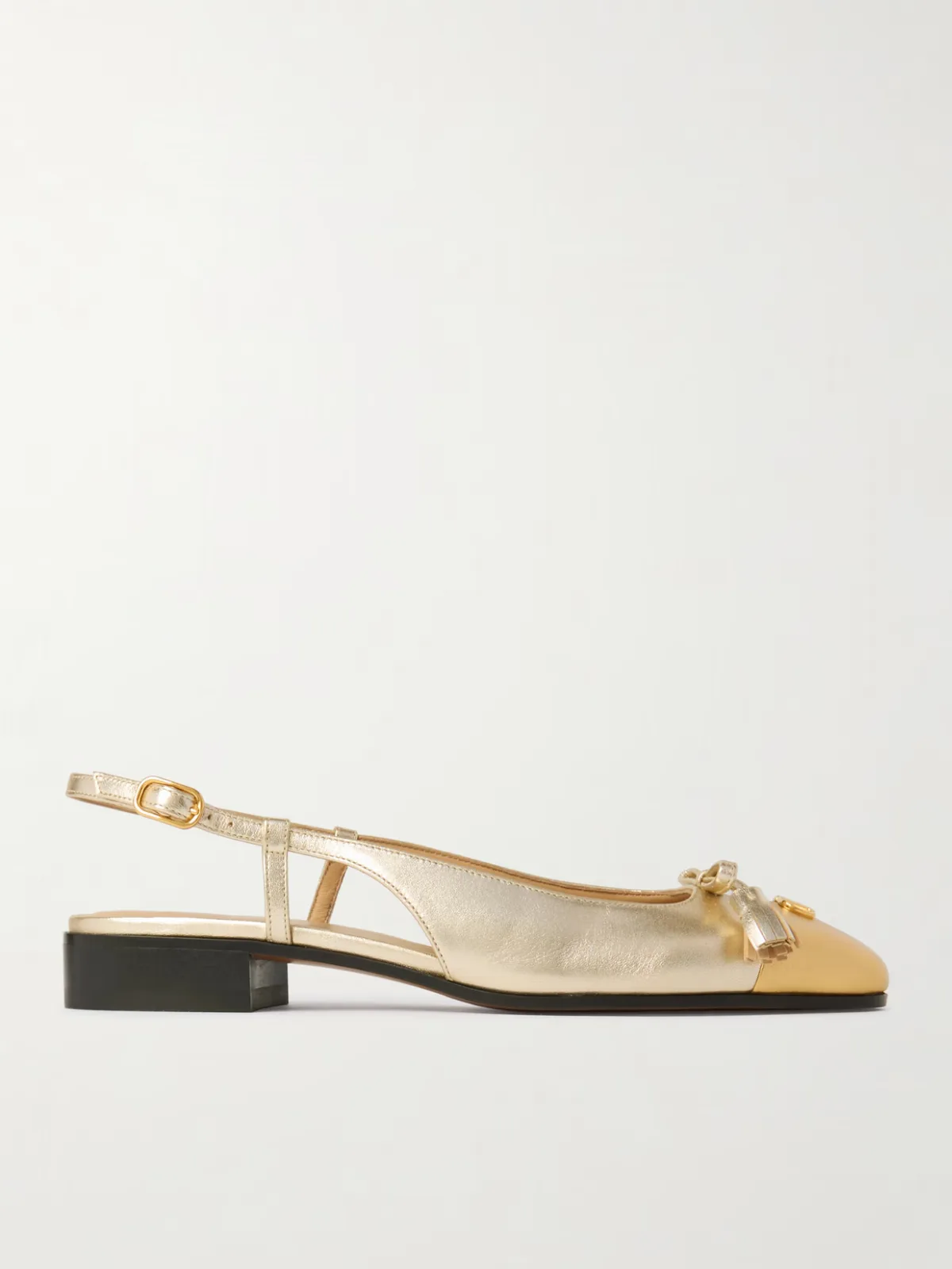 - Valet Du Roi Tasseled Metallic Leather Slingback Pumps -