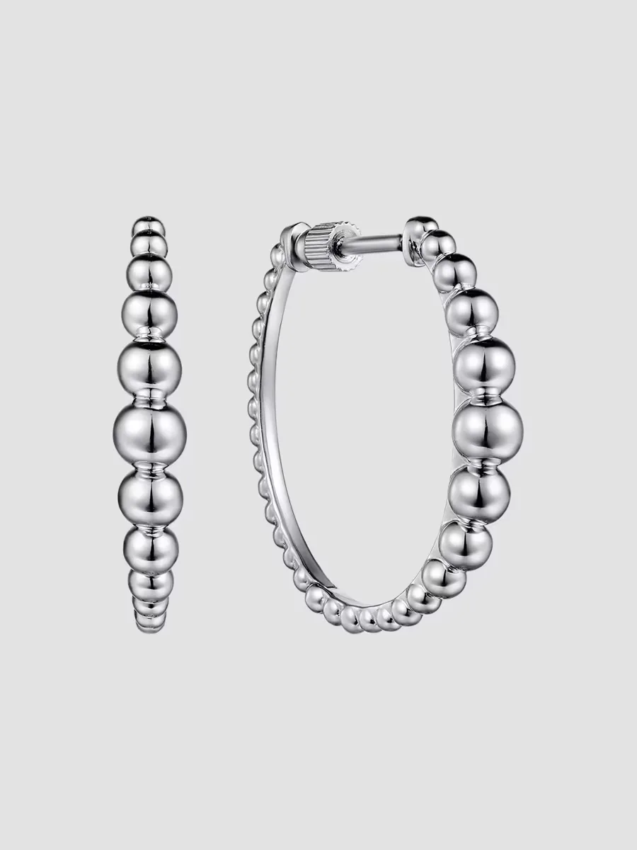 Bujukan Sterling Silver Beaded Hoop Earrings
