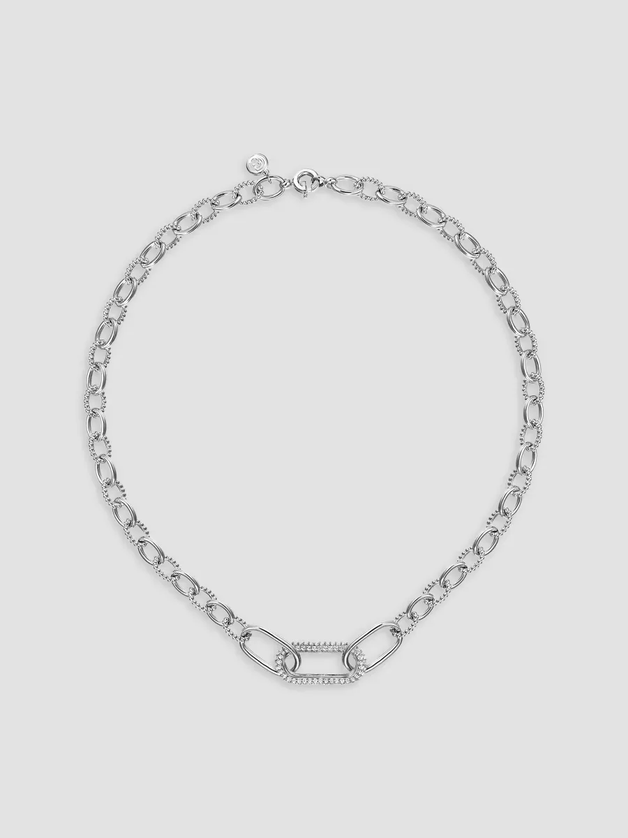 Bujukan Sterling Silver & White Sapphire Oval-Link Chain Necklace by Gabriel