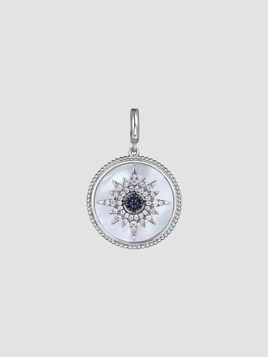 Bujukan Sterling Silver, Mother-Of-Pearl & Sapphire Starburst Pendant