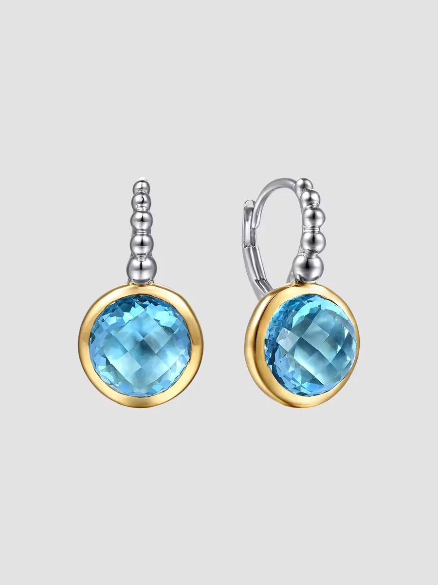 Bujukan Sterling Silver, 14K Yellow Gold & Swiss Blue Topaz Drop Earrings