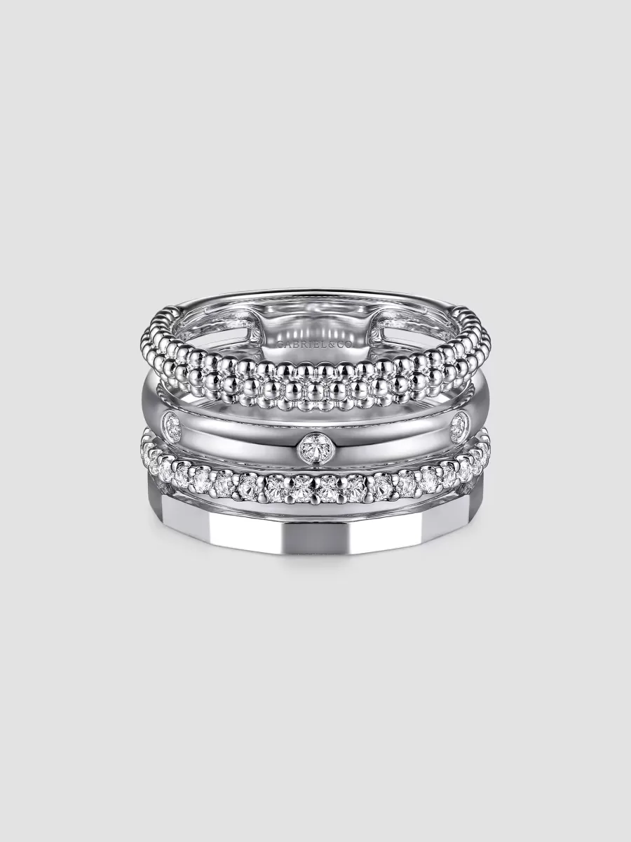 Bujukan Sterling Silver & White Sapphire Multi-Band Ring by Gabriel
