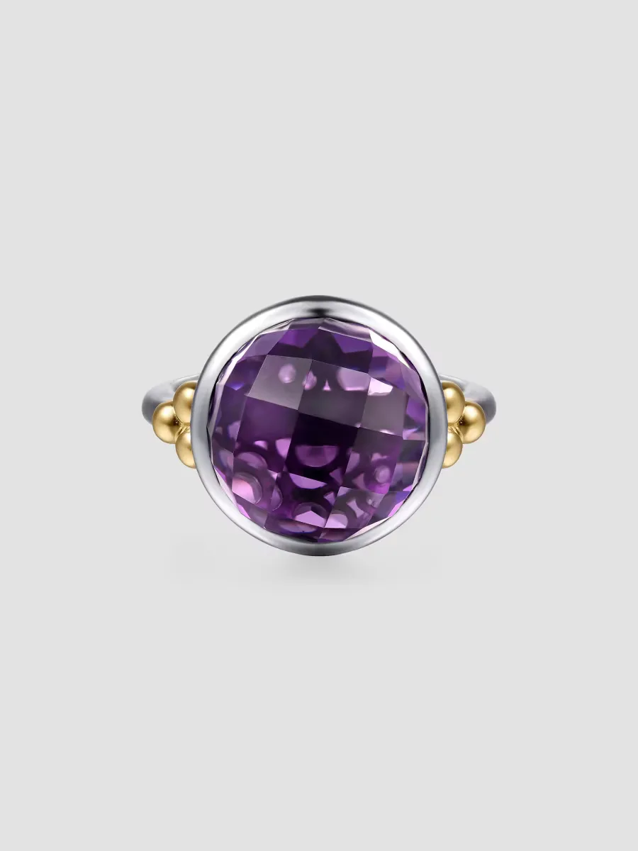Bujukan Sterling Silver, 14K Yellow Gold & Amethyst Cocktail Ring by Gabriel