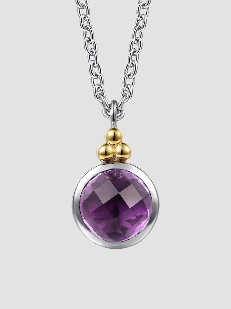Bujukan Sterling Silver, 14K Yellow Gold & Amethyst Pendant Necklace by Gabriel