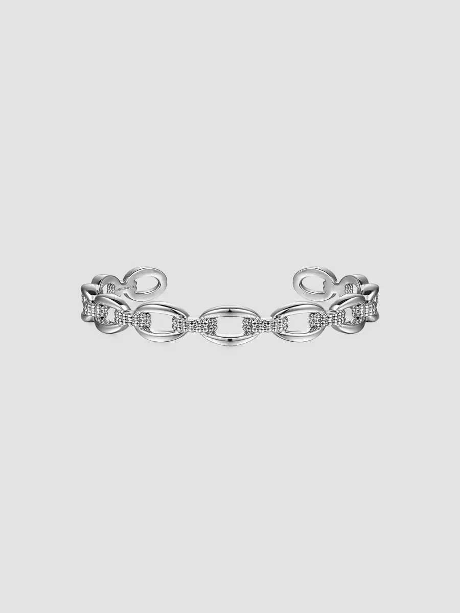 Bujukan Sterling Silver Oval Link Cuff Bracelet by Gabriel