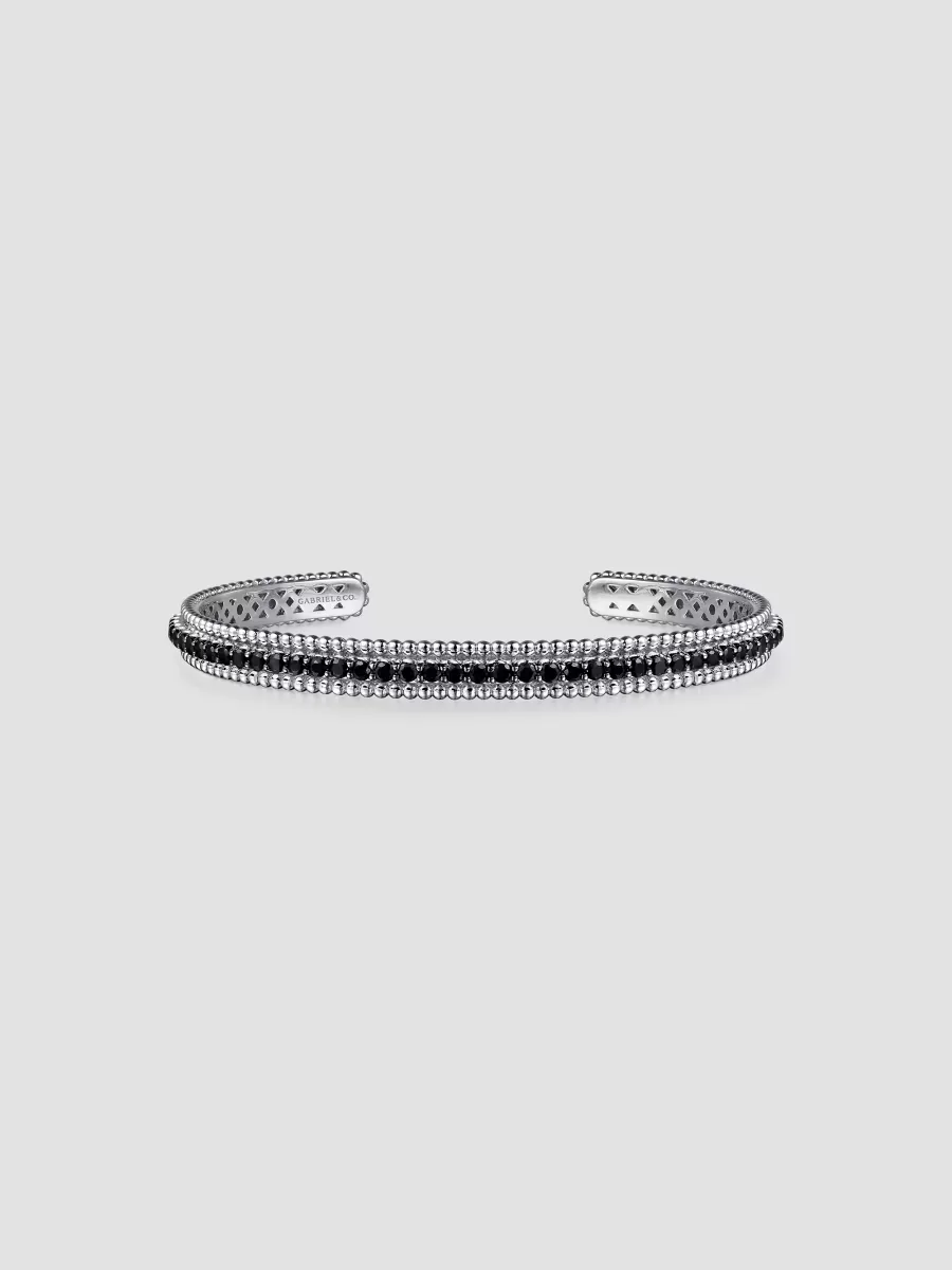 Bujukan Sterling Silver & Black Spinel Cuff Bracelet by Gabriel