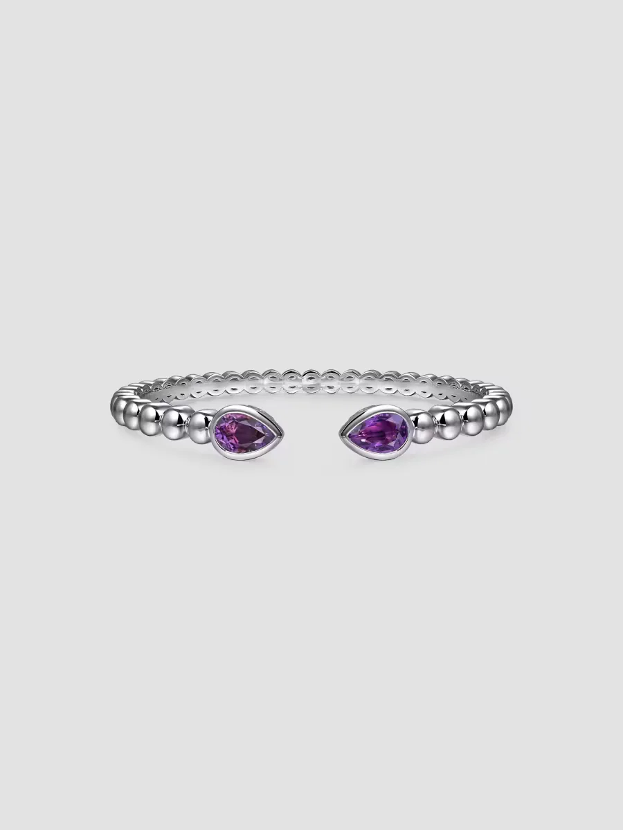 Bujukan Sterling Silver & Amethyst Beaded Cuff/5.75 by Gabriel