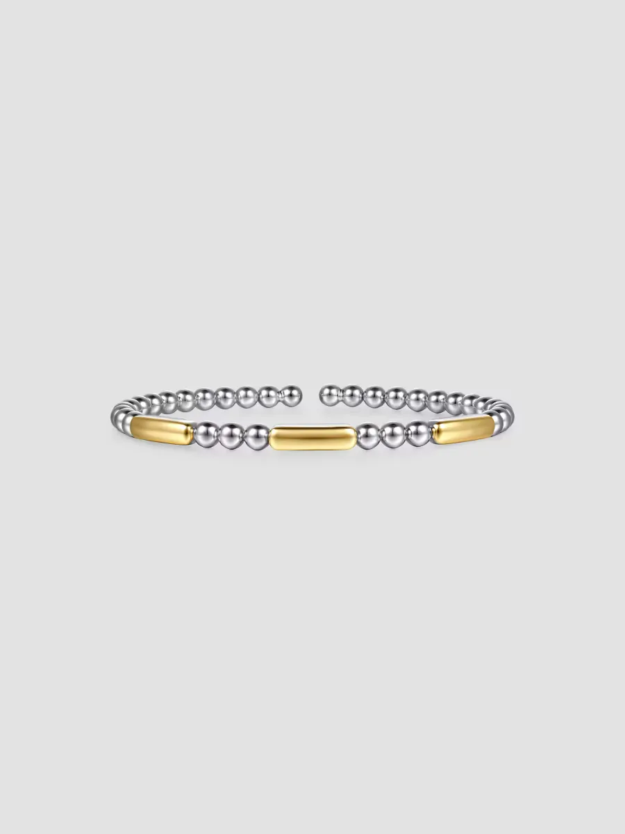 Bujukan Sterling Silver & 14K Yellow Gold Beaded Cuff by Gabriel