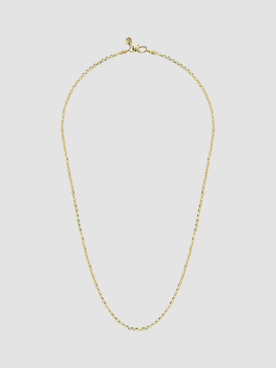 Classic 14K Yellow Gold Faceted Oval-Link Chain Necklace/2.85MM