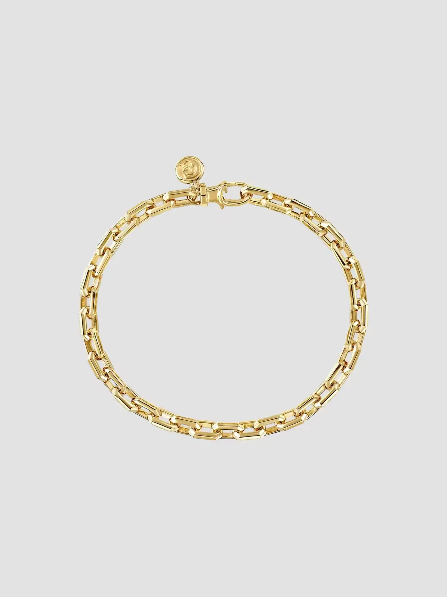 Classic 14K Yellow Gold Faceted Oval-Link Chain Bracelet/5.5MM by Gabriel