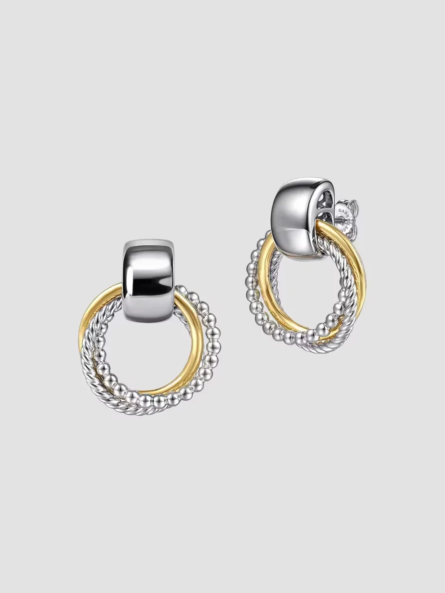 14K Yellow Gold & Sterling Silver Drop Earrings by Gabriel