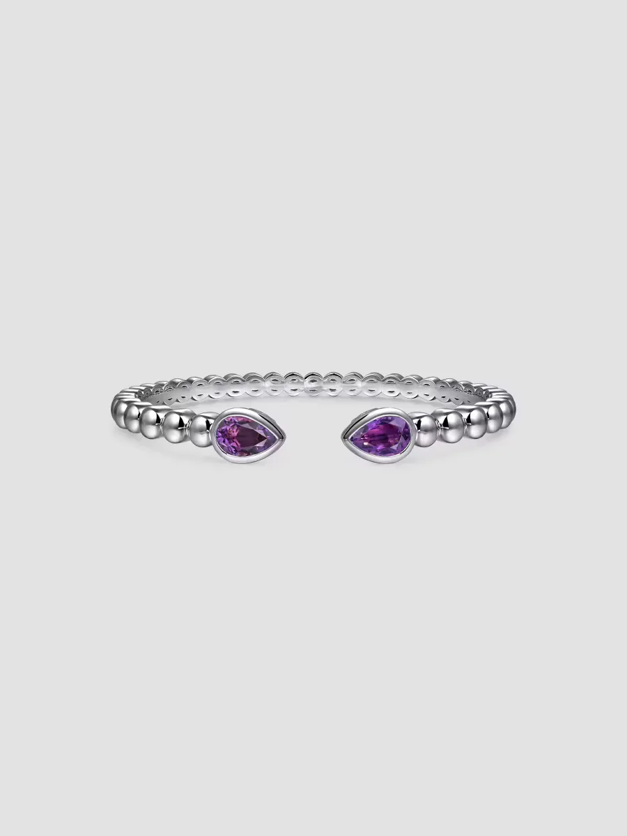 Bujukan Sterling Silver & Amethyst Beaded Cuff/6 by Gabriel