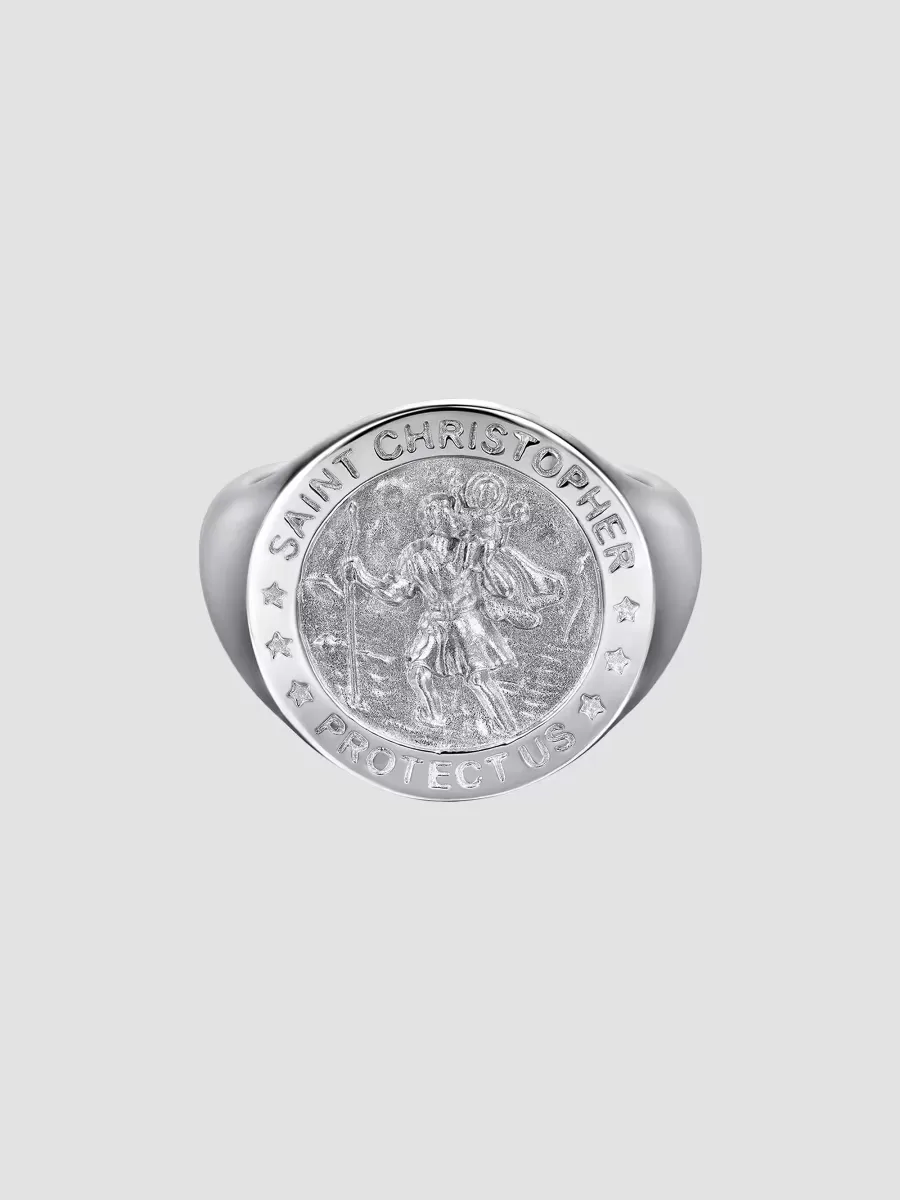 Modern Relics Sterling Silver Saint Christopher Signet Ring by Gabriel