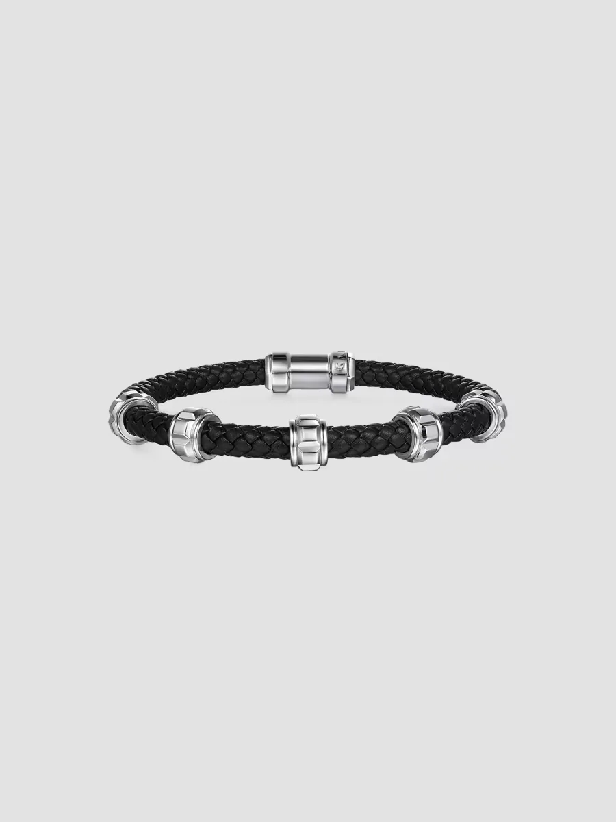 Geo Braided Leather & Sterling Silver Bracelet by Gabriel