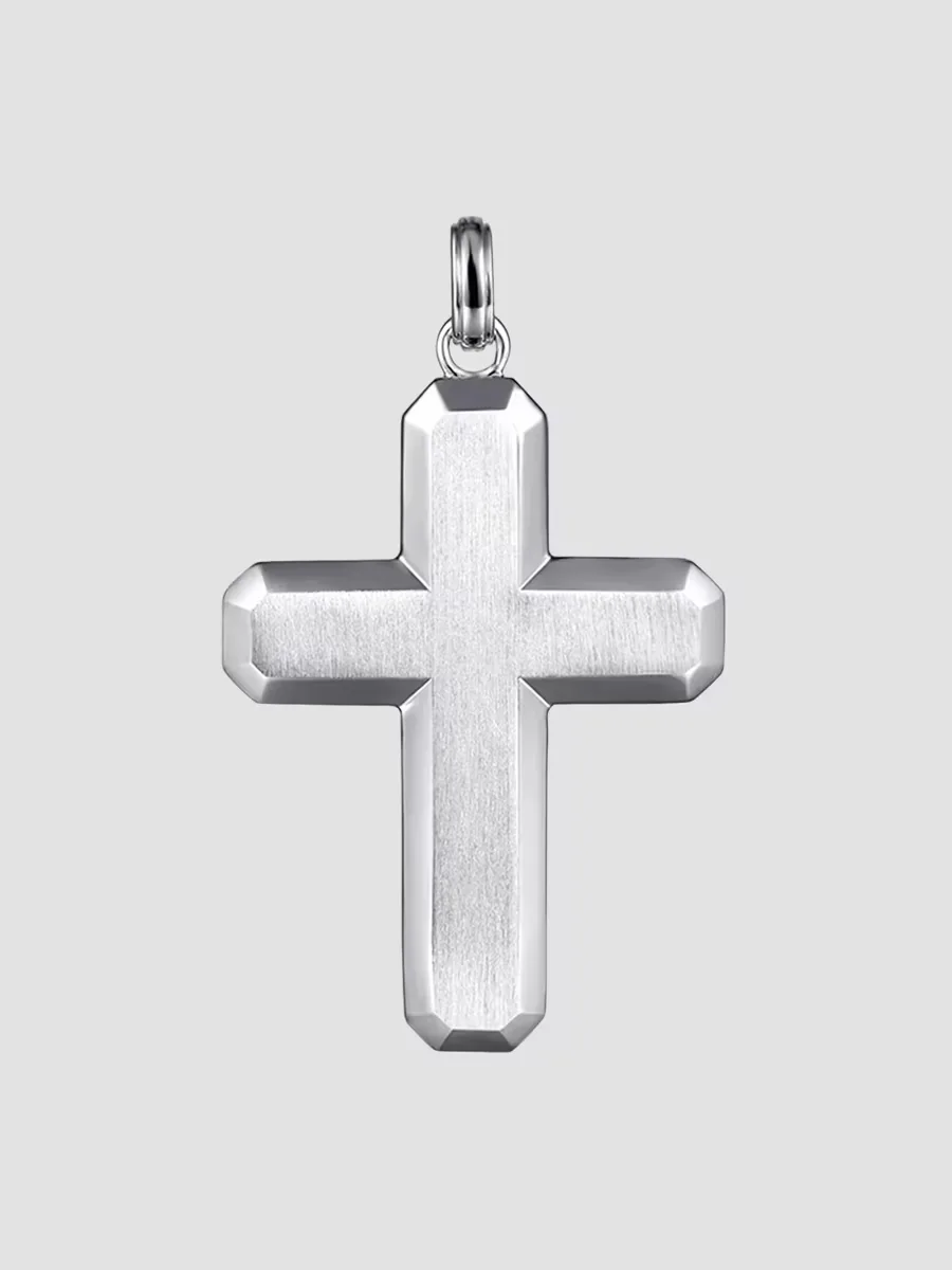 Contemporary Sterling Silver Cross Pendant by Gabriel