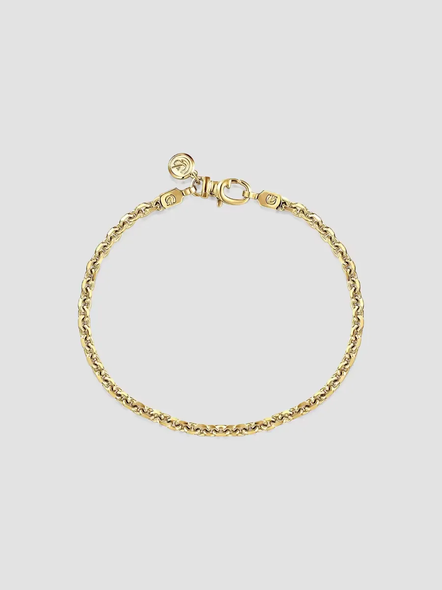 Classic 14K Yellow Gold Faceted Oval-Link Chain Bracelet/4MM by Gabriel
