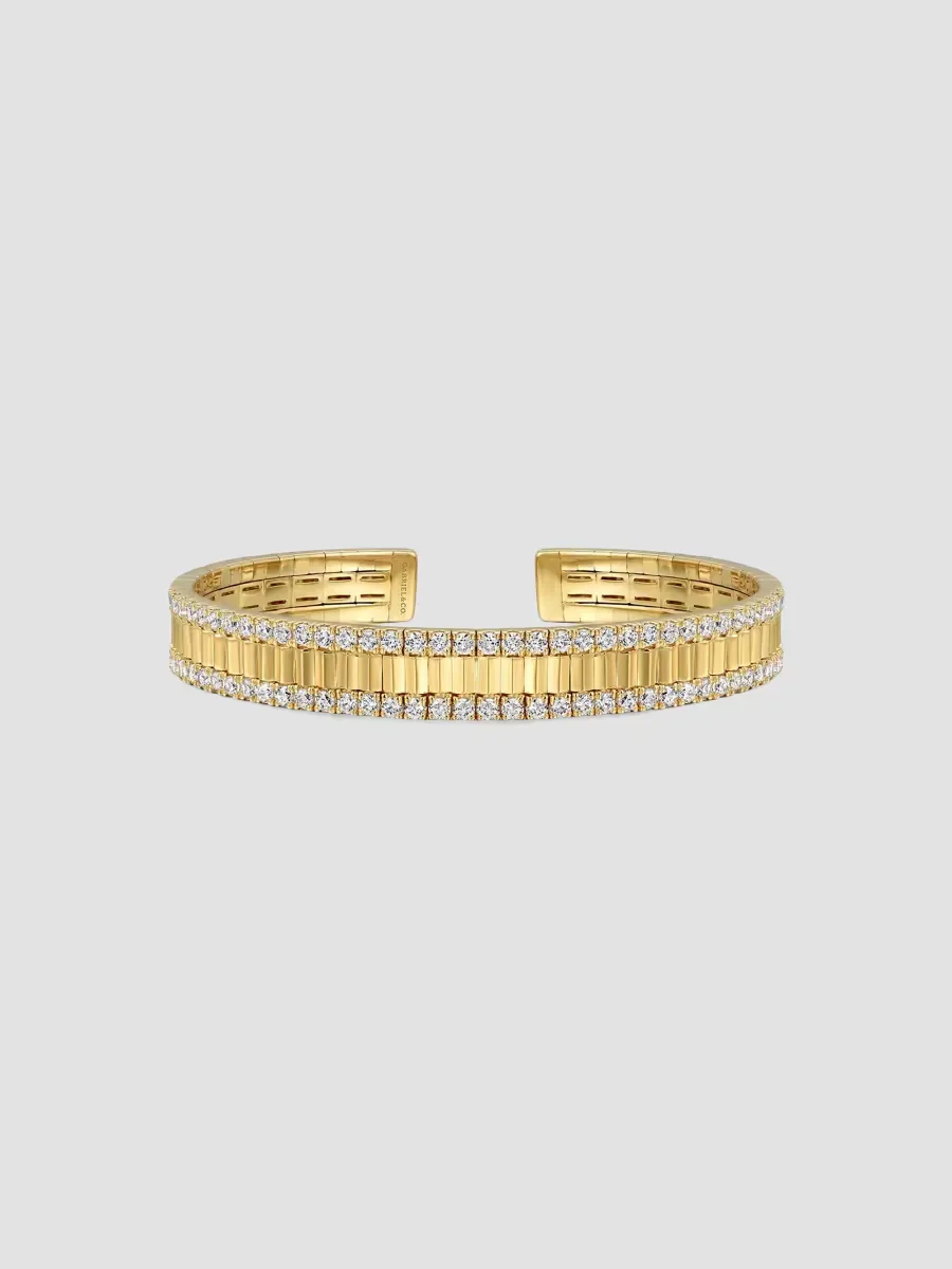 14K Yellow Gold & 2.45 TCW Diamond Cuff by Gabriel