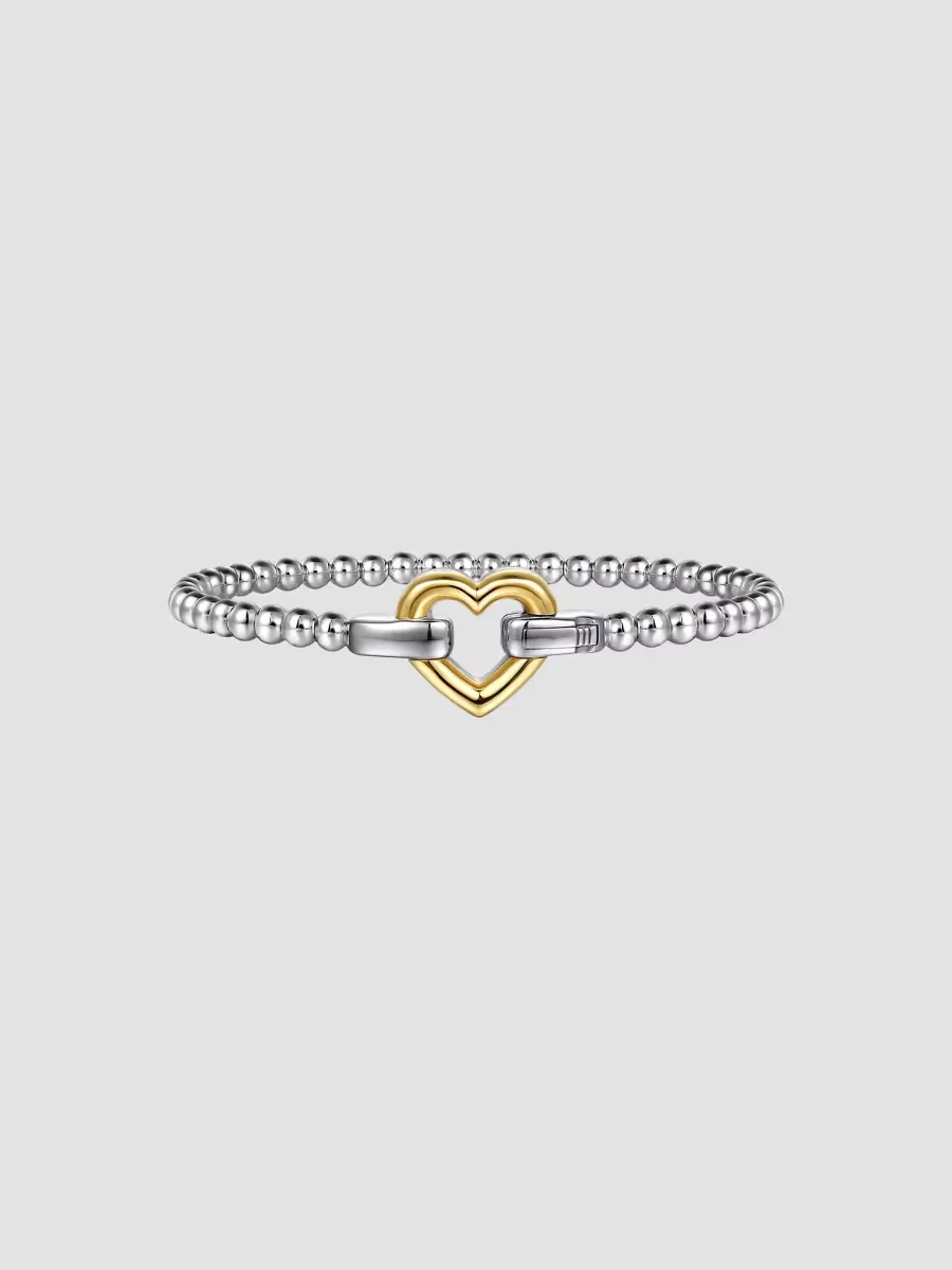 Sterling Silver & 14K Yellow Gold Beaded Heart Bracelet by Gabriel