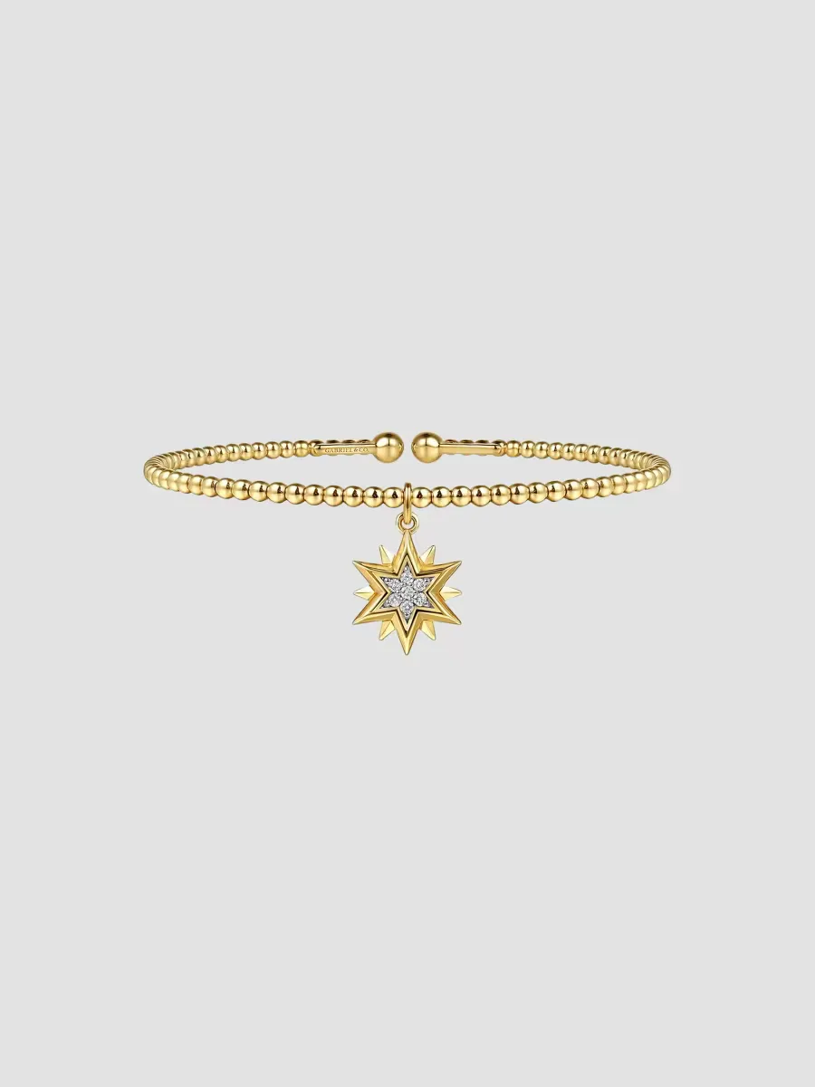 Bujukan 14K Yellow Gold & 0.08 TCW Diamond Beaded Cuff by Gabriel