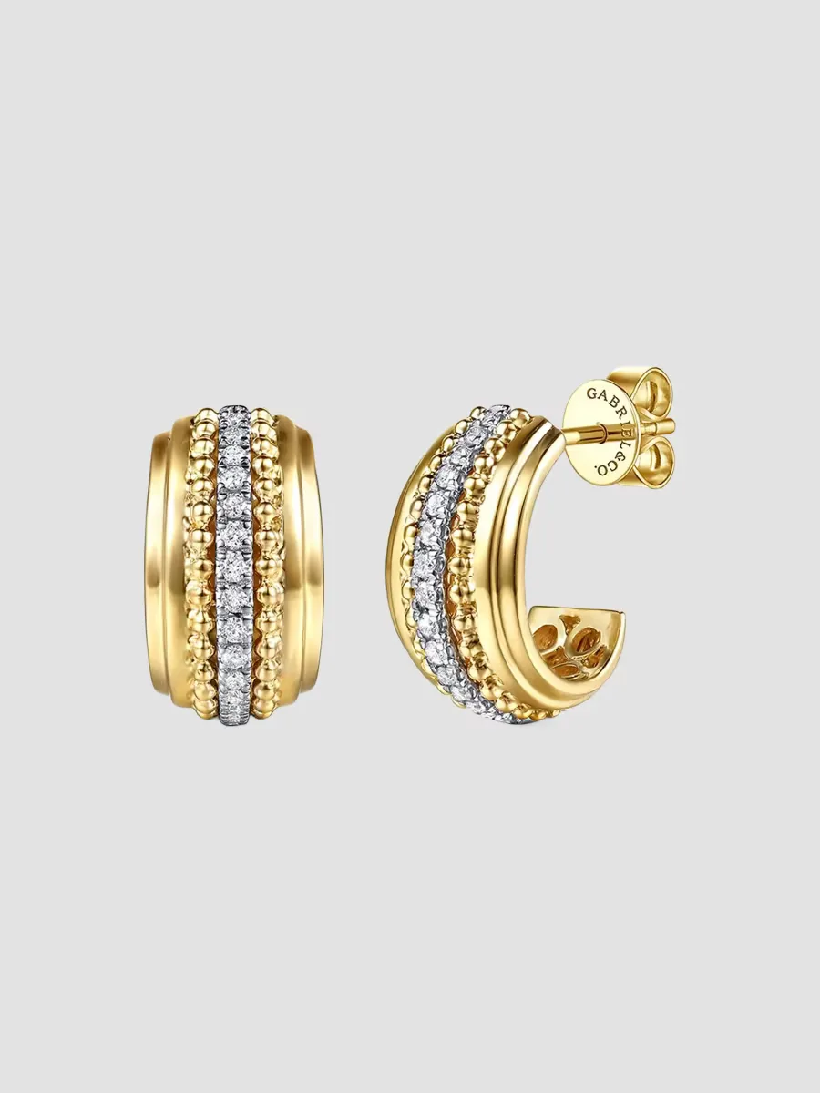 Bujukan Two-Tone 14K Gold & 0.20 TCW Diamond Hoop Earrings by Gabriel