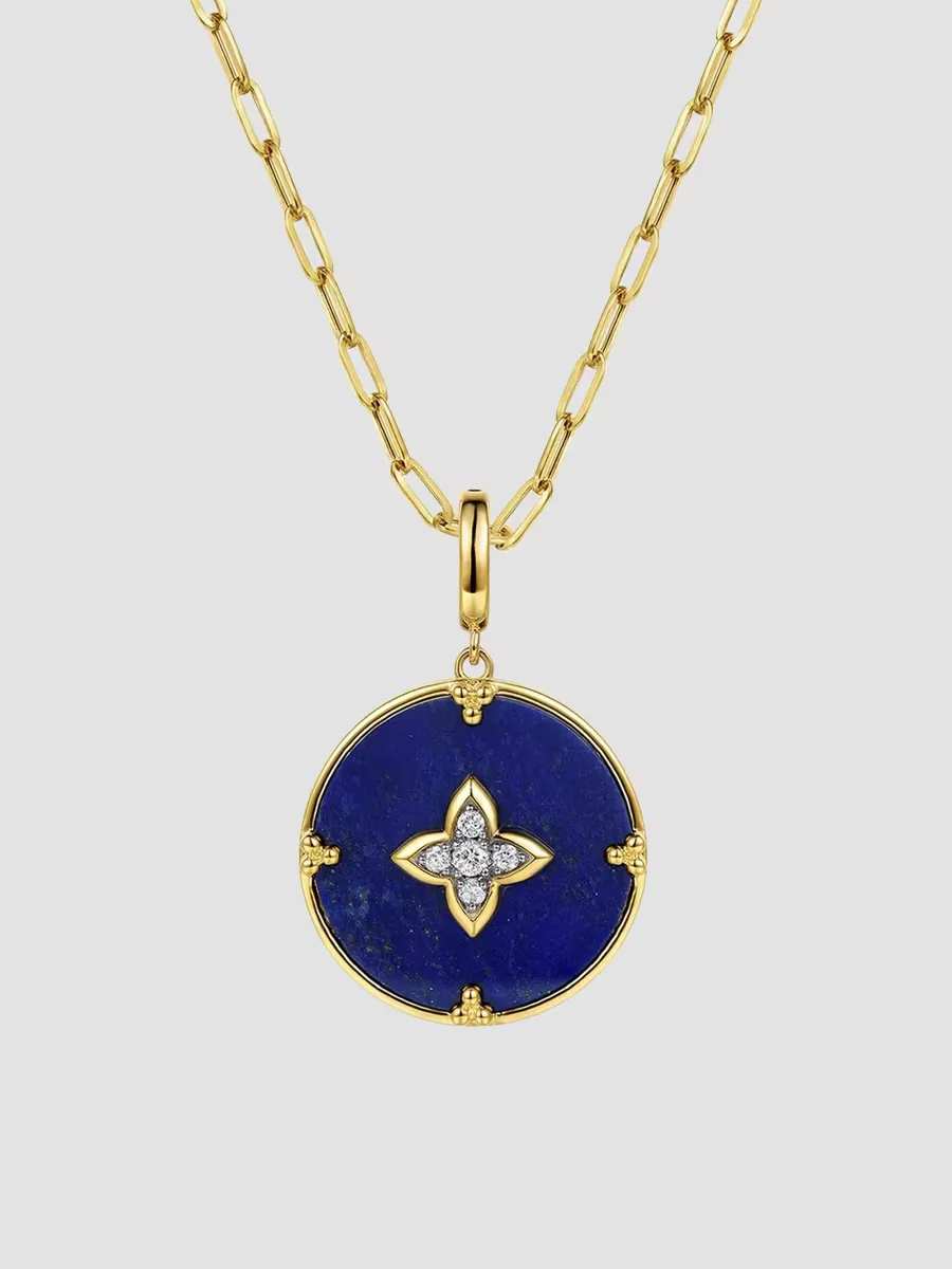 14K Yellow Gold, Lapis & 0.15 TCW Diamond Pendant