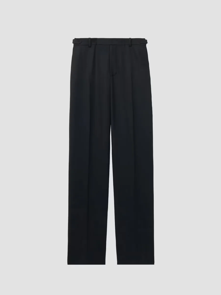 Wool Mid-Rise Straight Trousers