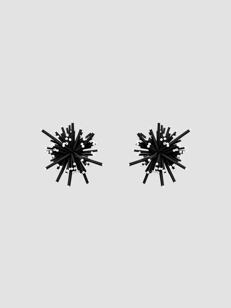 24K-Gold-Plated & Glass Bugle Bead Firework Stud Earrings by Oscar de la Renta