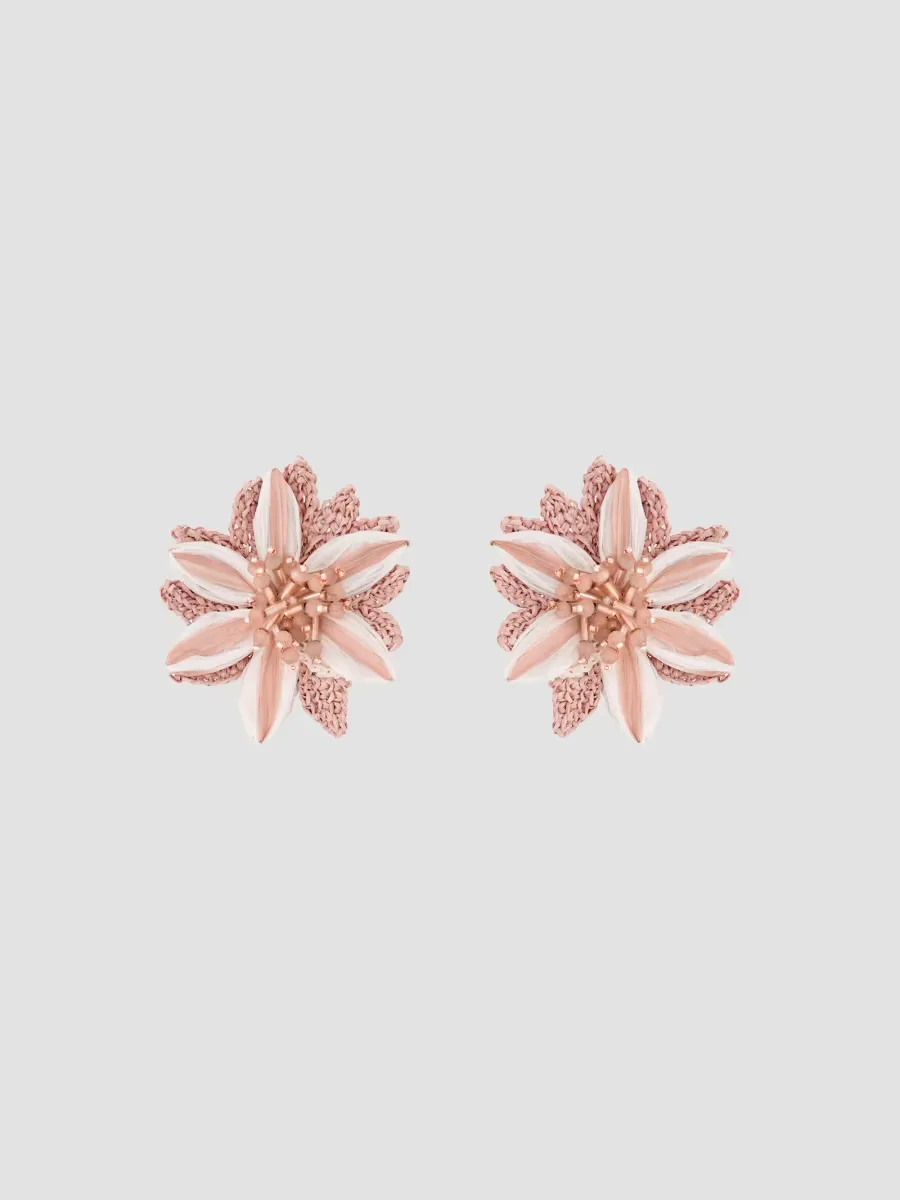 24K-Gold-Plated & Mixed-Media Lily Clip-On Stud Earrings by Oscar de la Renta