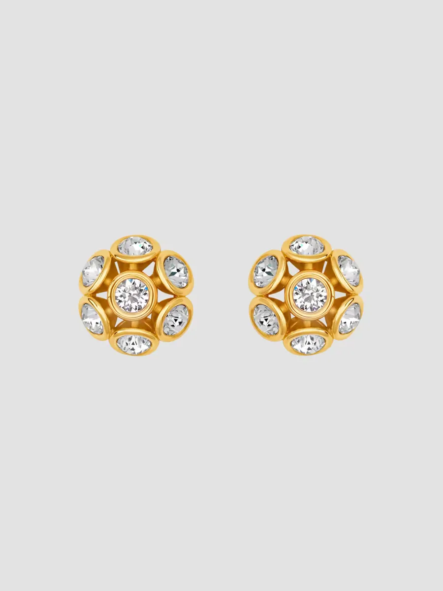 24K-Gold-Plated & Glass Crystal Cluster Stud Earrings by Oscar de la Renta