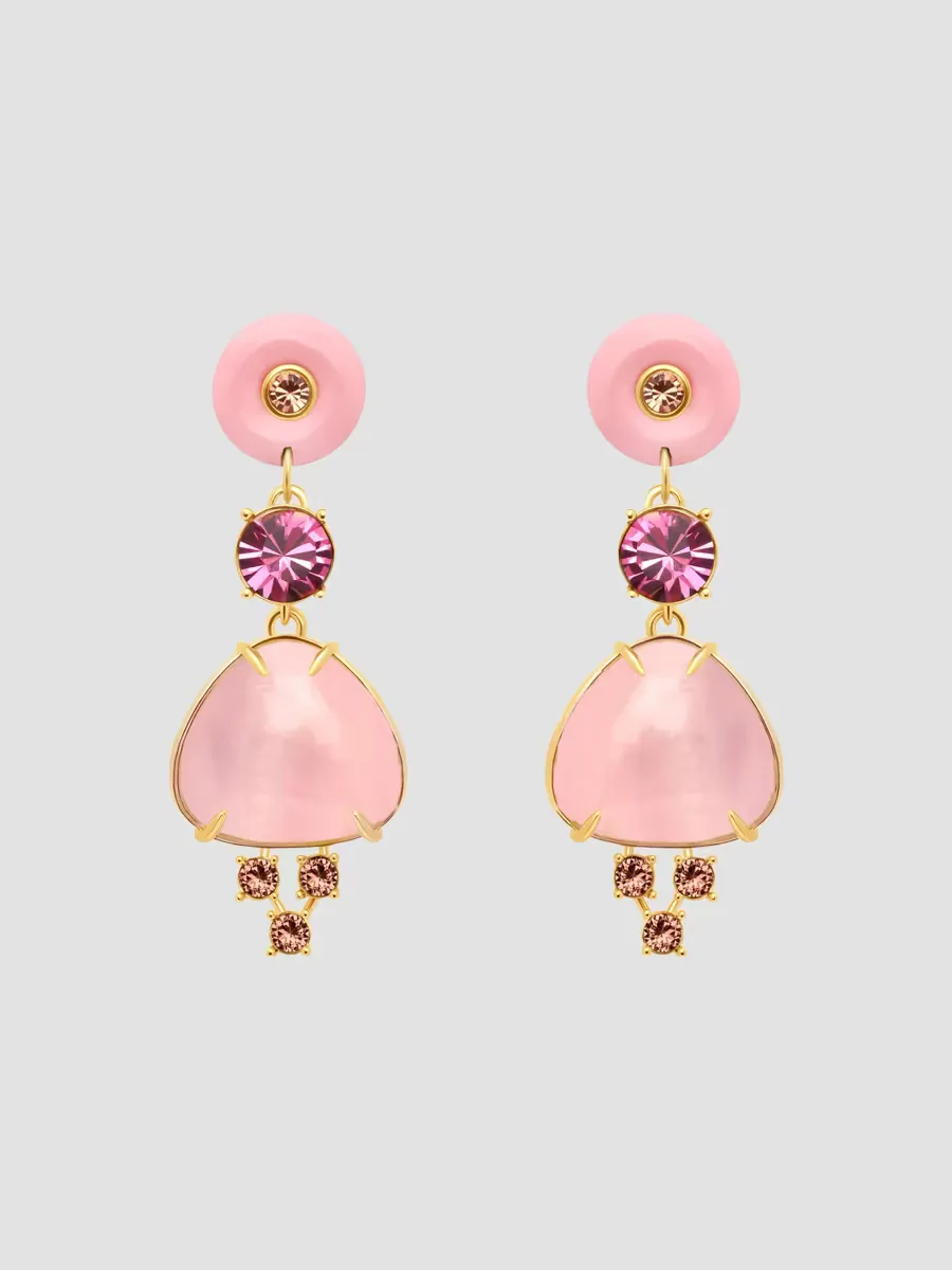 24K-Gold-Plated, Resin & Glass Crystal Drop Earrings by Oscar de la Renta