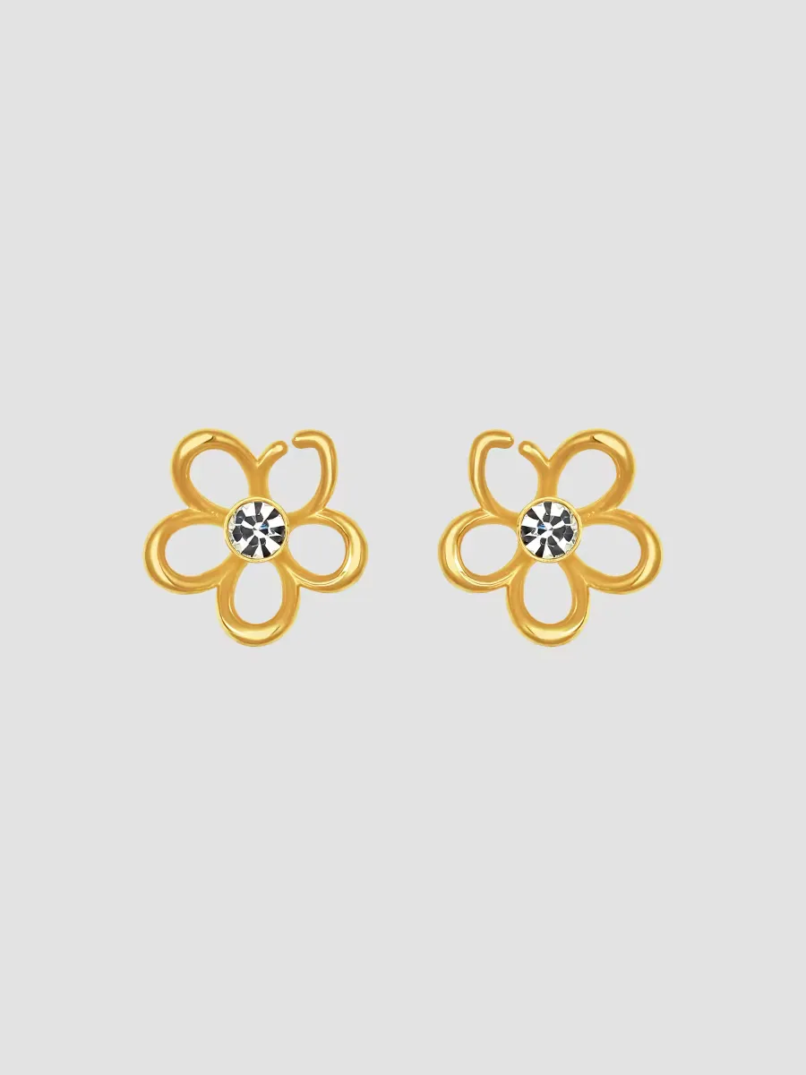 24K-Gold-Plated & Glass Crystal Flower Stud Earrings by Oscar de la Renta