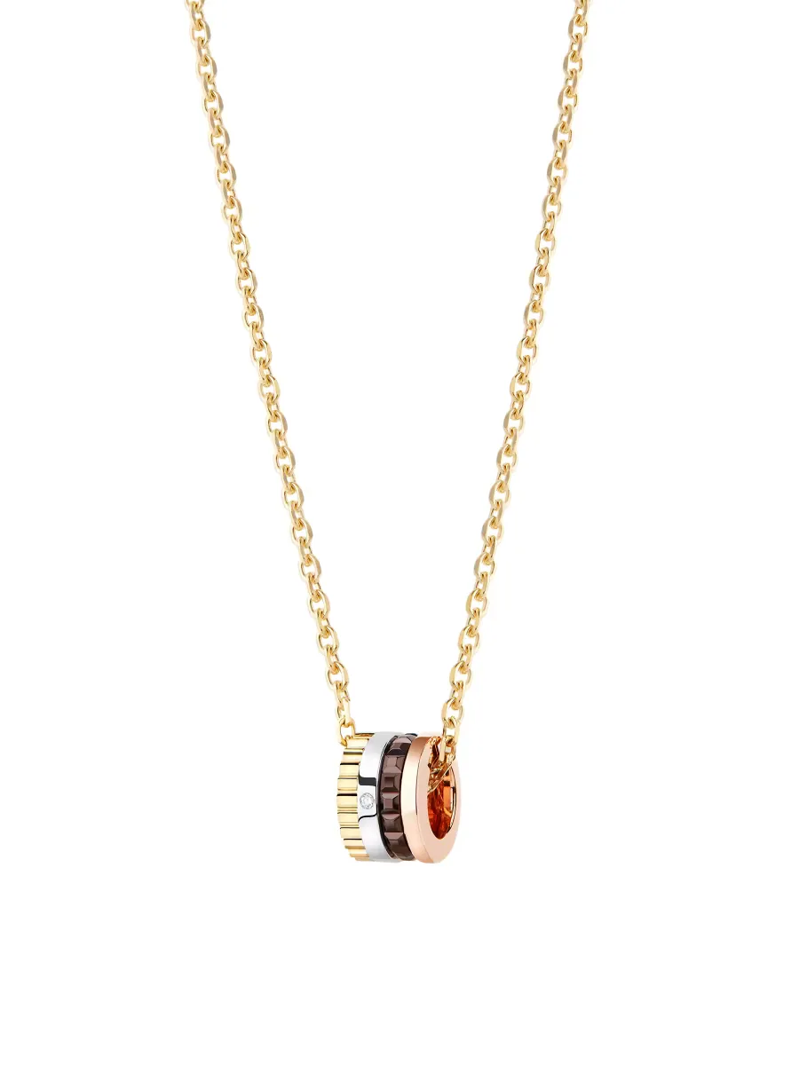 Quatre Classique Tri-Tone 18K Gold, 0.0003 TCW Diamond & PVD Extra Small Pendant Necklace