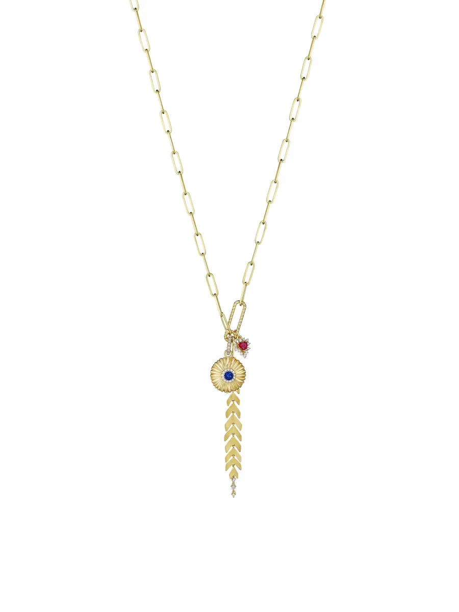 Penka 18K Yellow Gold, 0.35 TCW Diamond & Multi-Stone Pendant Necklace