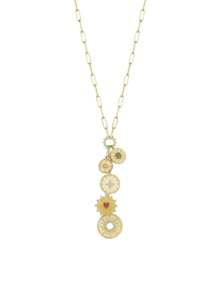 Penka 18K Yellow Gold, 0.51 TCW Diamond & Multi-Stone Charm Necklace