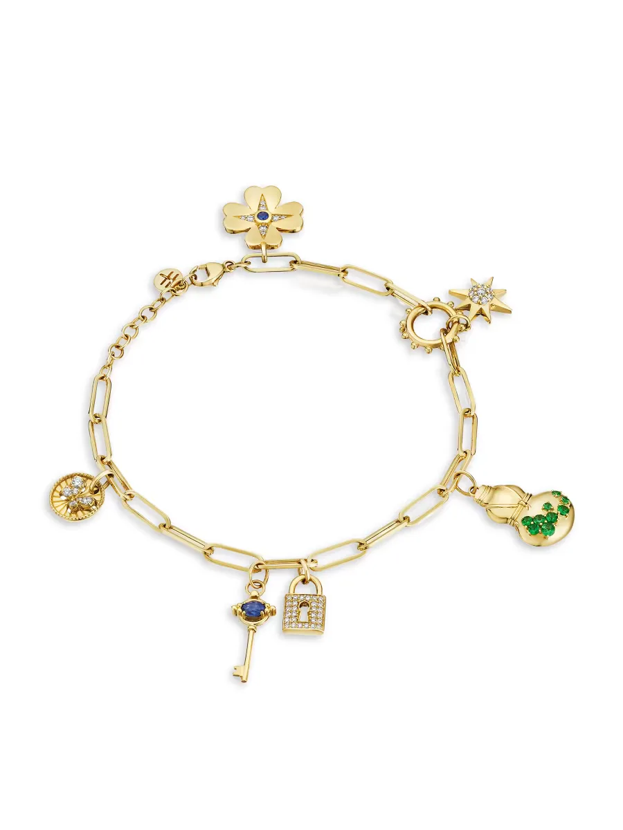 Penka 18K Yellow Gold & Multi-Gemstone Charm Bracelet by Hueb