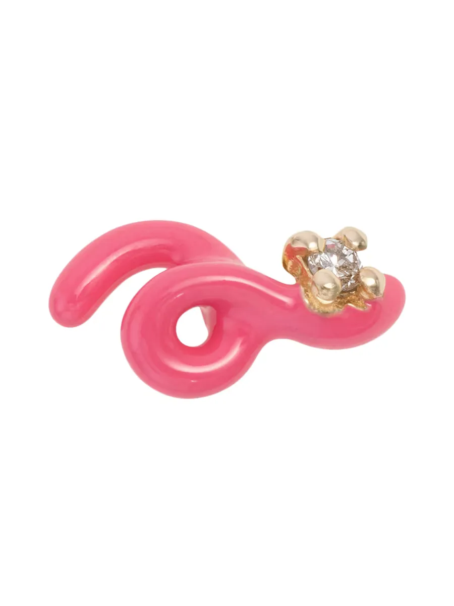 Loop Goldtone, Enamel & 0.015 TCW Diamond Single Mini Stud Earring by Bea Bongiasca